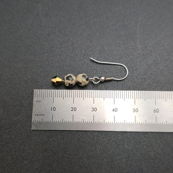 Silver Plated Dalmatian Jasper Handmade Earrings A7274 - Picture 4 of 5